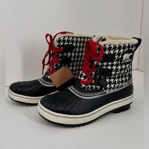 Sorel Tivoli Houndstooth Waterproof Shearling Boots Womens